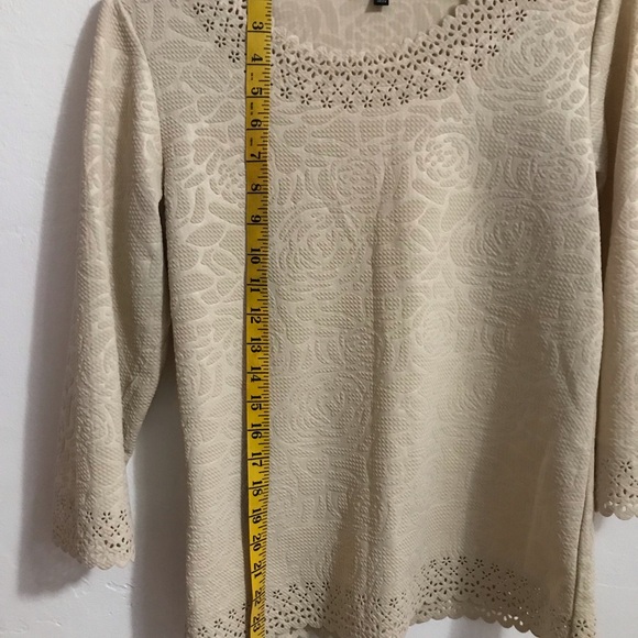Chances R Women's Sweater Cream White Textured 3/4 Sleeve Size Small - Picture 5 of 8